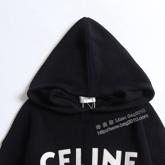 Celine專櫃賽琳2023FW新款貼布刺繡連帽針織毛衣 男女同款 tzy3207